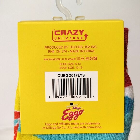Eggo Socks Breakfast Waffles Novelty 3 Pair Adult Men Crew Size 6-12 NWT - Picture 3 of 4